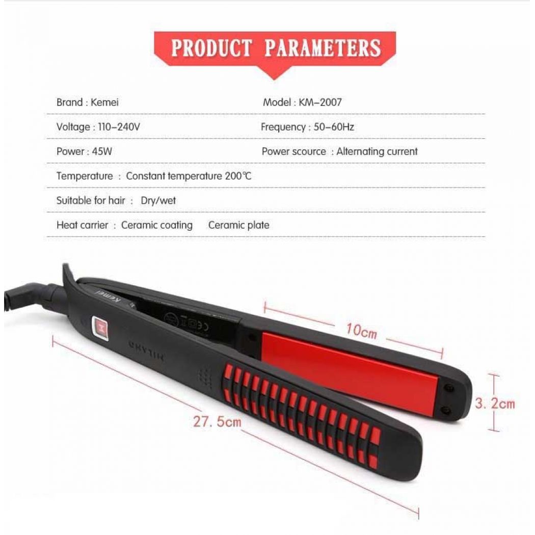 Kemei Portable Ceramic Coating Hair Straightener KM-2007